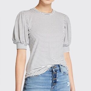 Frame Denim Balloon Sleeve Striped Tee Short Sleeve Puff Sleeve Top size S